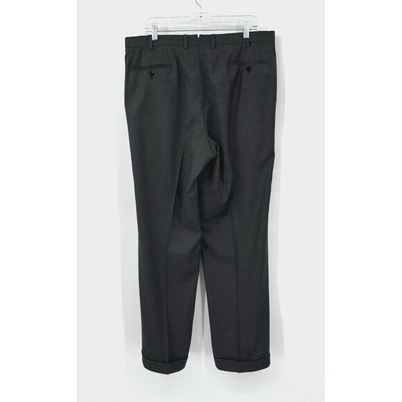 dress pants 100% wool pleated cuffed made in italy designer gray W36 32L - Picture 6 of 10